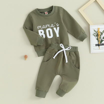 Baby Boys' Two-Piece Outfit, Long Sleeve Sweatshirt + Trousers, 2-Piece Set, Baby Clothing, 0-3 Years, Children's Outfit for Baby Boys 
