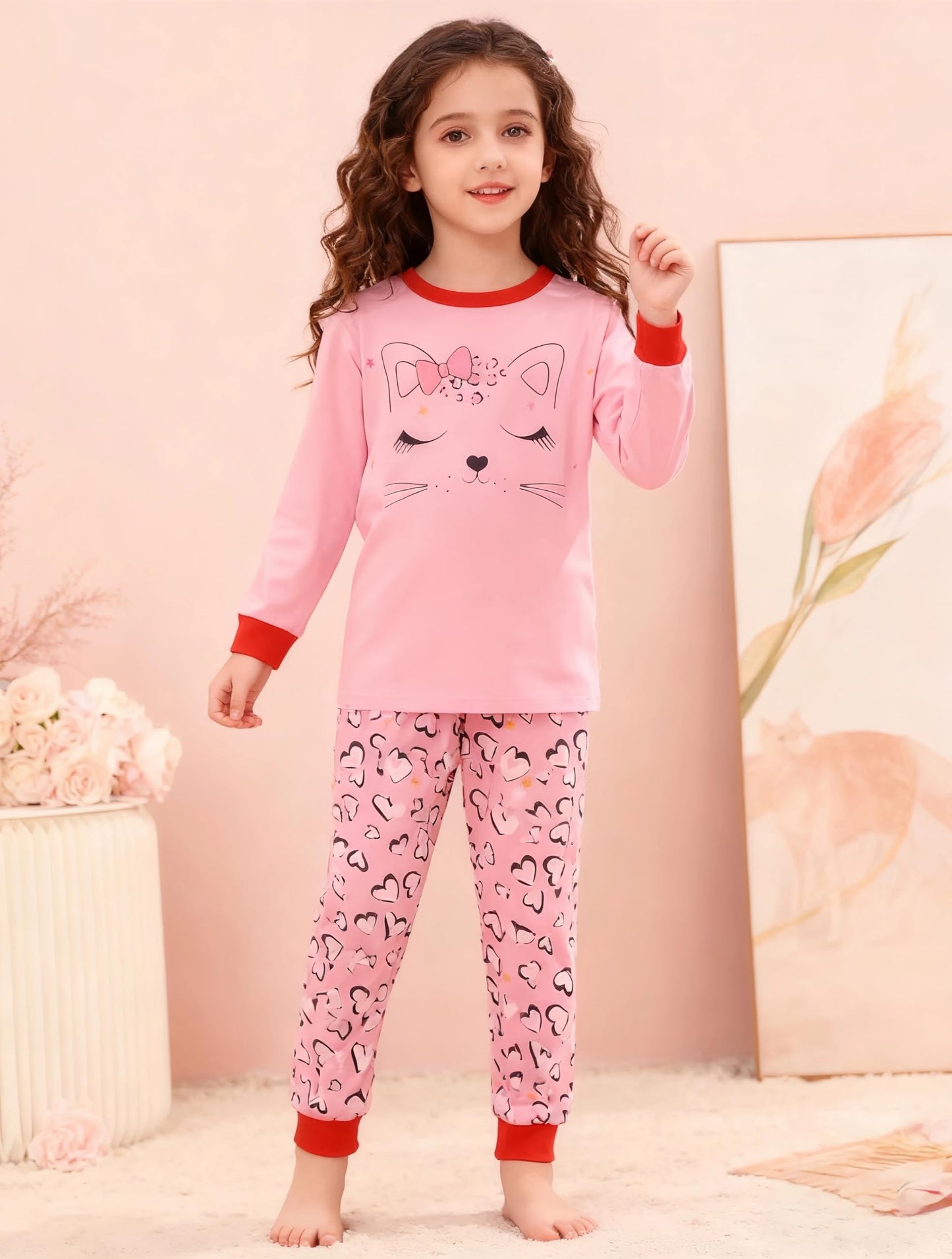 Mädchen Einhorn Kinder Pyjamas Baumwolle Langarm Winter Pyjamas Zwei Stück Größe 3-13 Jahre