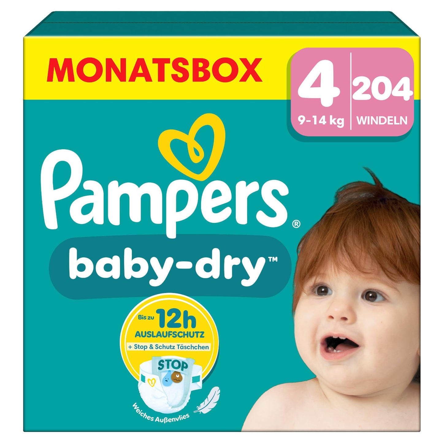 Pampers Baby-Dry Size 3, 222 Nappies, 6 kg - 10 kg, Up to 100% Leak Protection & Comfort All Night