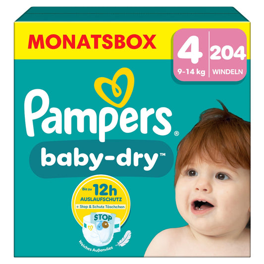 Pampers Baby-Dry Size 3, 222 Nappies, 6 kg - 10 kg, Up to 100% Leak Protection & Comfort All Night