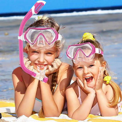 Findway Children's Diving Goggles, Swimming Goggles, Snorkel Mask for Boys Girls Teenagers, Diving Mask with Nose Cover, 180° Panorama, HD, Anti-Fog, Anti-Leak, Diving Goggles for Children 4-16 Years