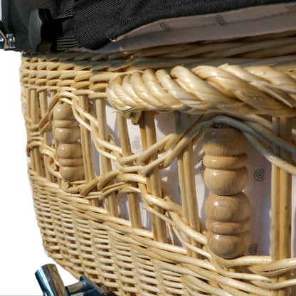 EICHHORN Kinderwagen Weidenkorb - Kinderwagen aus echter Weide, handgeflochten, Korb Natur, Stoff Schwarz