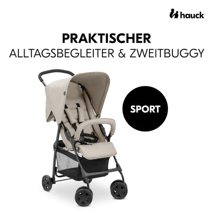 Hauck Lightweight Stroller up to 18 kg with reclining function from birth, small foldaway, sun canopy, large basket - Meloni2