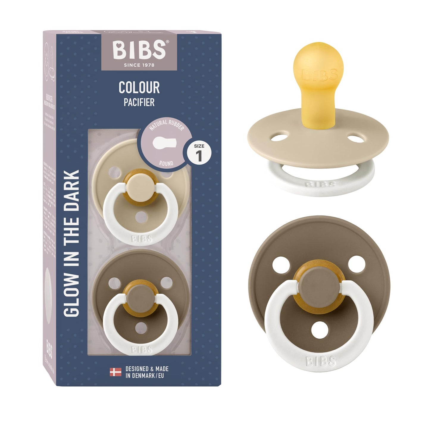 BIBS Colour Schnuller 2er-Pack, BPA-frei, Kirschform Nippel. Naturkautschuk/Latex, Hergestellt in Dänemark. Größe 2 | 6+ Monate | 2-Pack, Coral/Ruby