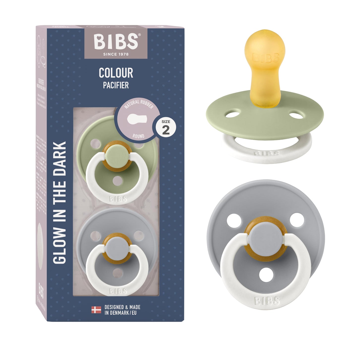 BIBS Colour Schnuller 2er-Pack, BPA-frei, Kirschform Nippel. Naturkautschuk/Latex, Hergestellt in Dänemark. Größe 2 | 6+ Monate | 2-Pack, Coral/Ruby