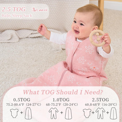 Looxii Baby Winter Sleeping Bag, Cotton, 2.5 Tog, Warm Winter Sleeping Bag, Soft Baby Sleeping Bag, Newborn in 6-12 Months, Perfect for Autumn, Winter