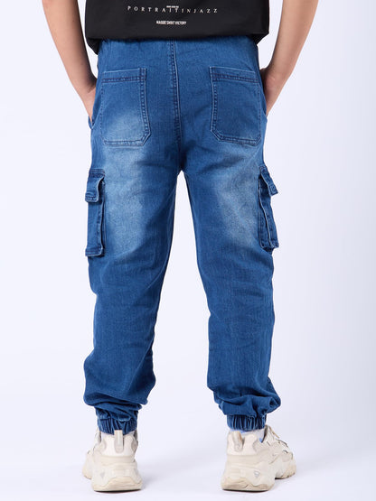NATUST Jungen Cargohose Kinder Freizeithose mit Elastischem Bund