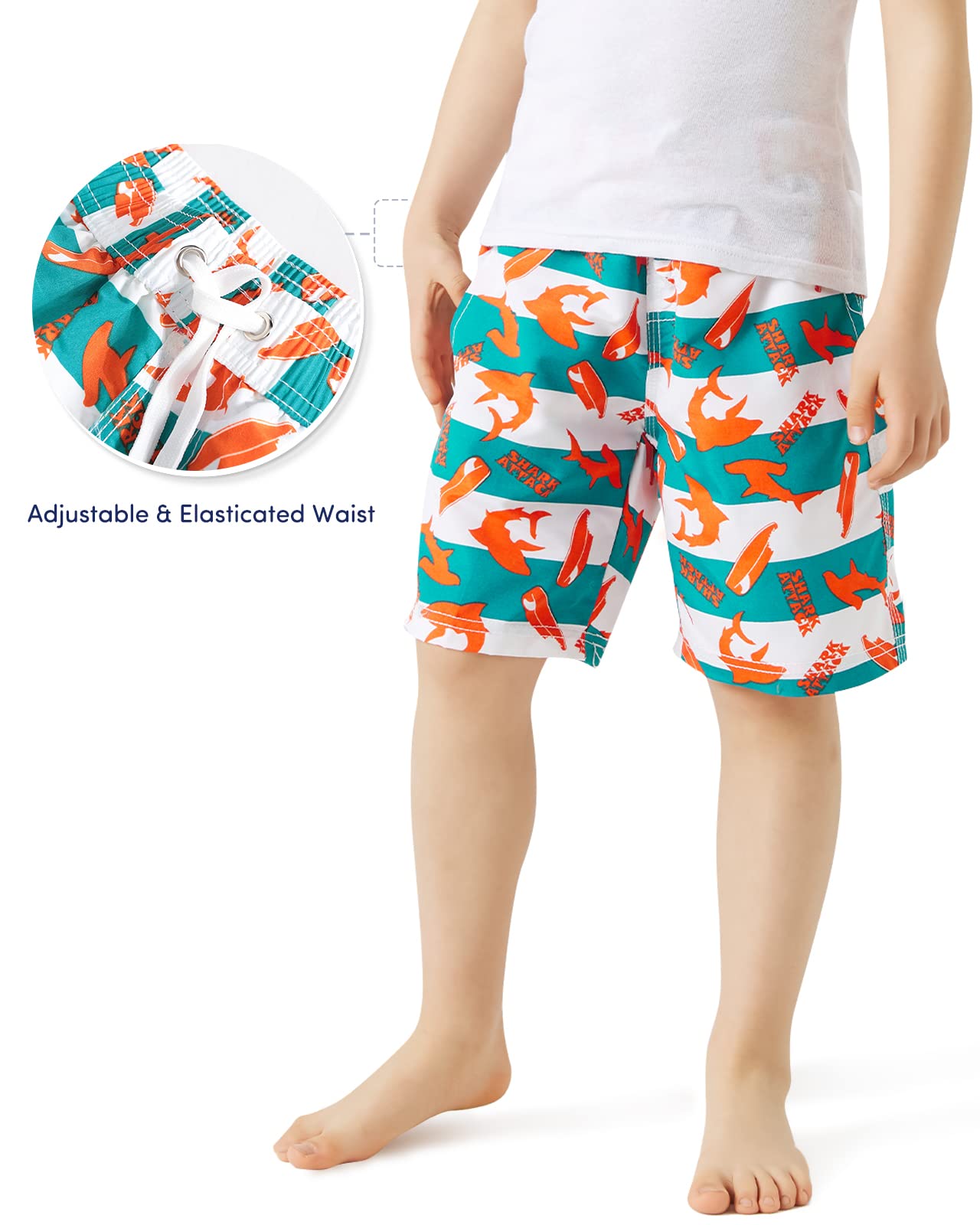 Domee Jungen Badehosen Badeshorts Schnelltrocknend Schwimmhose mit Netzfutter Verstellbarer Kordelzug