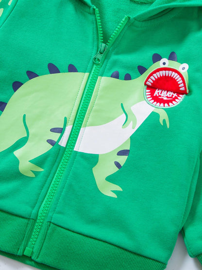 Alleen Boys' Sweat Jacket Hoodie Long Sleeve Cotton Children's Pullover Dino Hoodie Jacket with Hood and Zip 