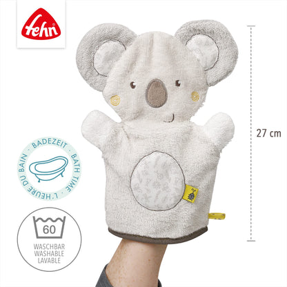 Fehn Waschlappen Lama - Waschhandschuh mit Tiermotiv - Badewannenspielzeug für fröhlichen Badespaß - Babywaschlappen für die Badewanne - weicher Handtuchfrottee für Babys und Kinder ab 0+ Monaten