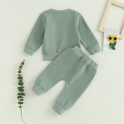 Baby Unisex Weihnachten 2-teilige Hosen Set Jungen Mädchen Weihnachten Outfit Langarm Lebkuchen Papas Mädchen Briefdruck Sweatshirt + Jogginghose Weihnachten Outfit Set Weihnachten Streetwear