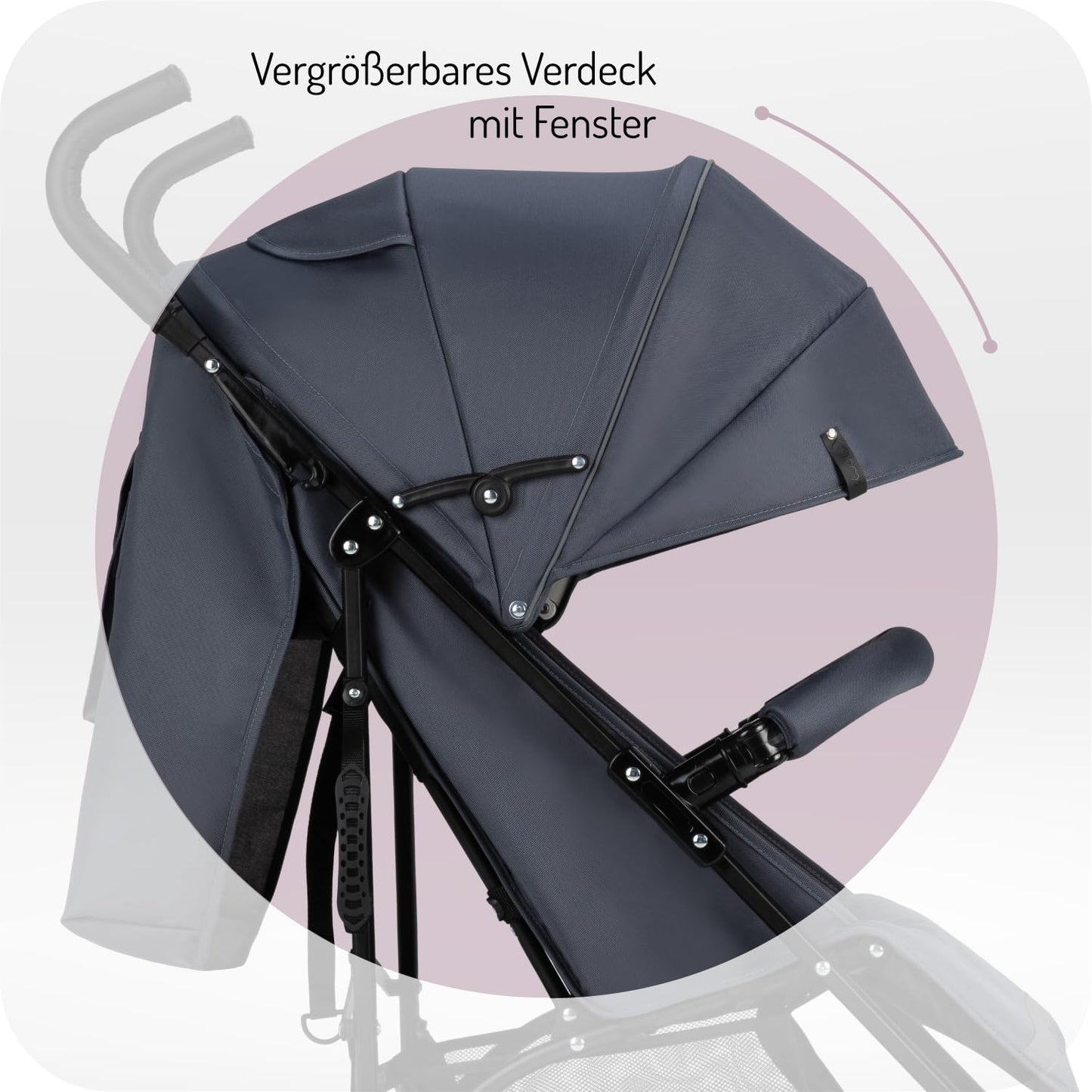 MoMi AKIRA Kinderbuggy Kinderwagen ab 6 Monaten (bis 15 kg), verstellbarer 5-Punkt-Sicherheitsgurt, Babytasche, Einkaufskorb, Regen- und Insektenschutz.