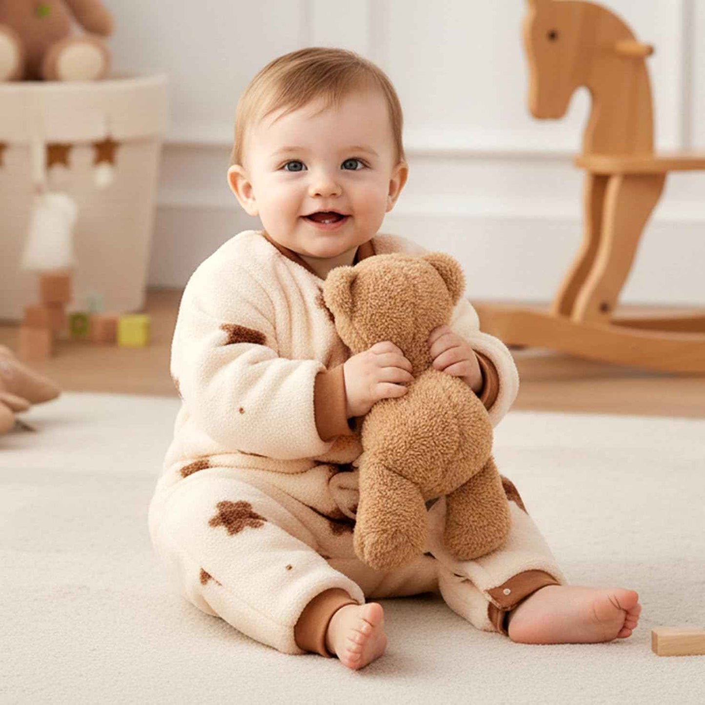 WYTbaby Baby Winter Snowsuit Newborn Winter Romper with Hood Fleece Winter Suit Children Girls Boys Long Sleeve Jumpsuit for 0-12 Months