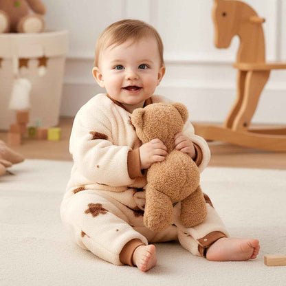WYTbaby Baby Winter Snowsuit Newborn Winter Romper with Hood Fleece Winter Suit Children Girls Boys Long Sleeve Jumpsuit for 0-12 Months