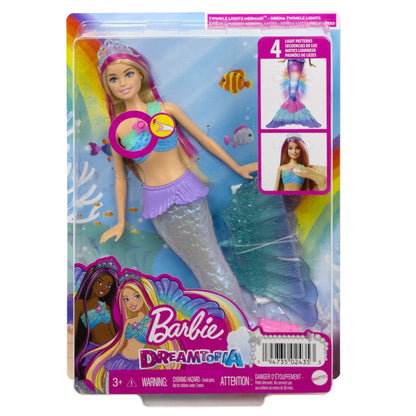 Barbie Dreamtopia Zauberlicht Meerjungfrau Puppe mit blonden Haaren, Barbiepuppe mit Meerjungfrauenschwanz, geeignet als Geschenk für Kinder ab 3 Jahren, HDJ36