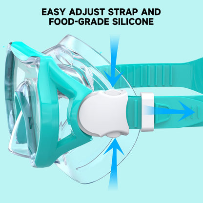 Findway Children's Diving Goggles, Swimming Goggles, Snorkel Mask for Boys Girls Teenagers, Diving Mask with Nose Cover, 180° Panorama, HD, Anti-Fog, Anti-Leak, Diving Goggles for Children 4-16 Years