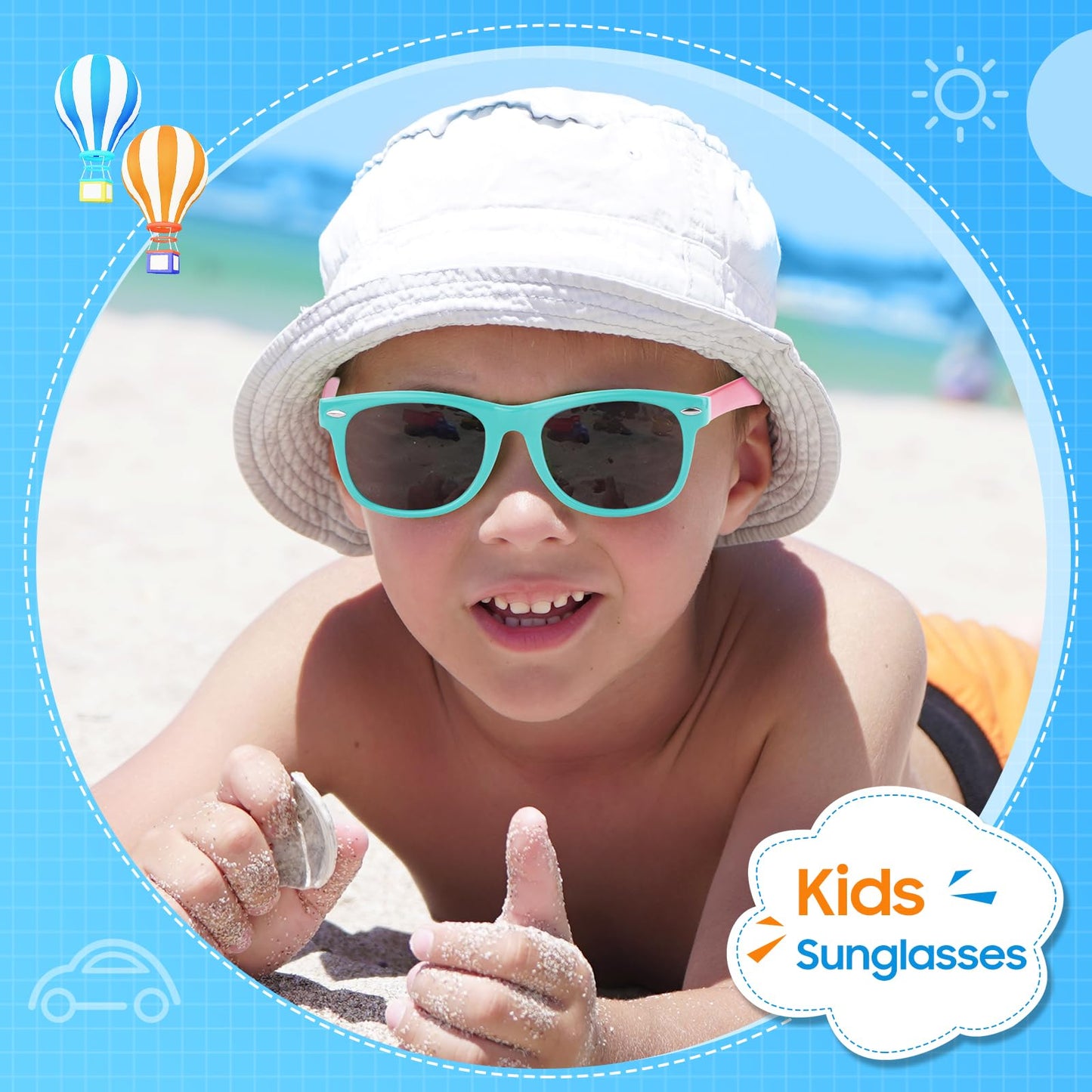 Nlieanuc Children's Sunglasses 3-10 Years for Boys Girls Polarised Children's Sunglasses UV400 Protection with Rubber Frame