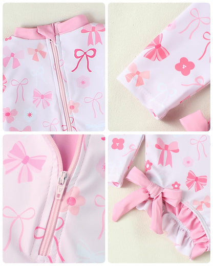 Baby Badeanzug Mädchen mit Sonnenhut Langarm UV Schutz Badebekleidung Für Baby-Mädchen Bademode Schwimmanzug