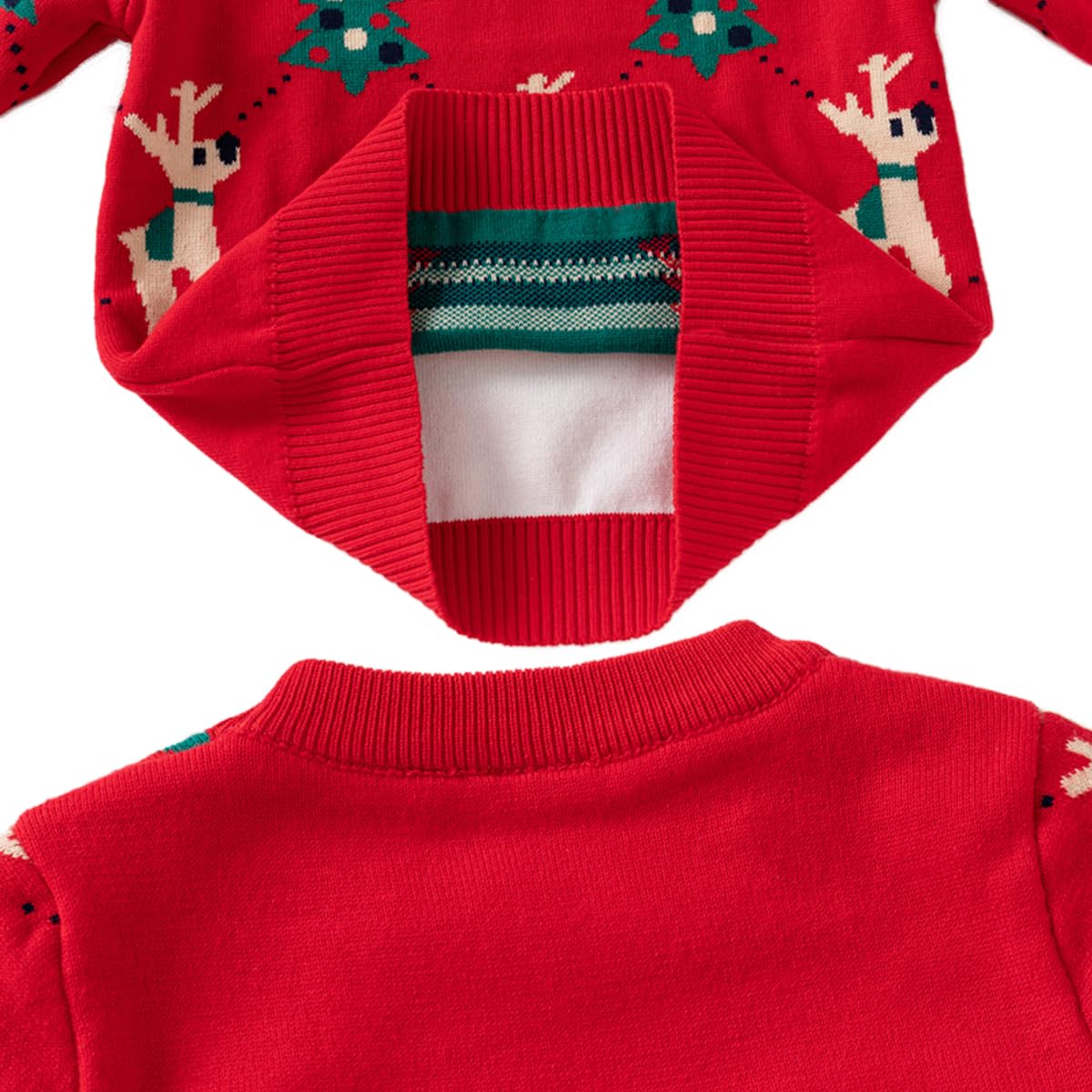 Fandecie Children's Christmas Jumper Cotton Crew Neck Christmas Elk Santa Sweater Girls Boys Sweatshirt Jumper 2-7 Years