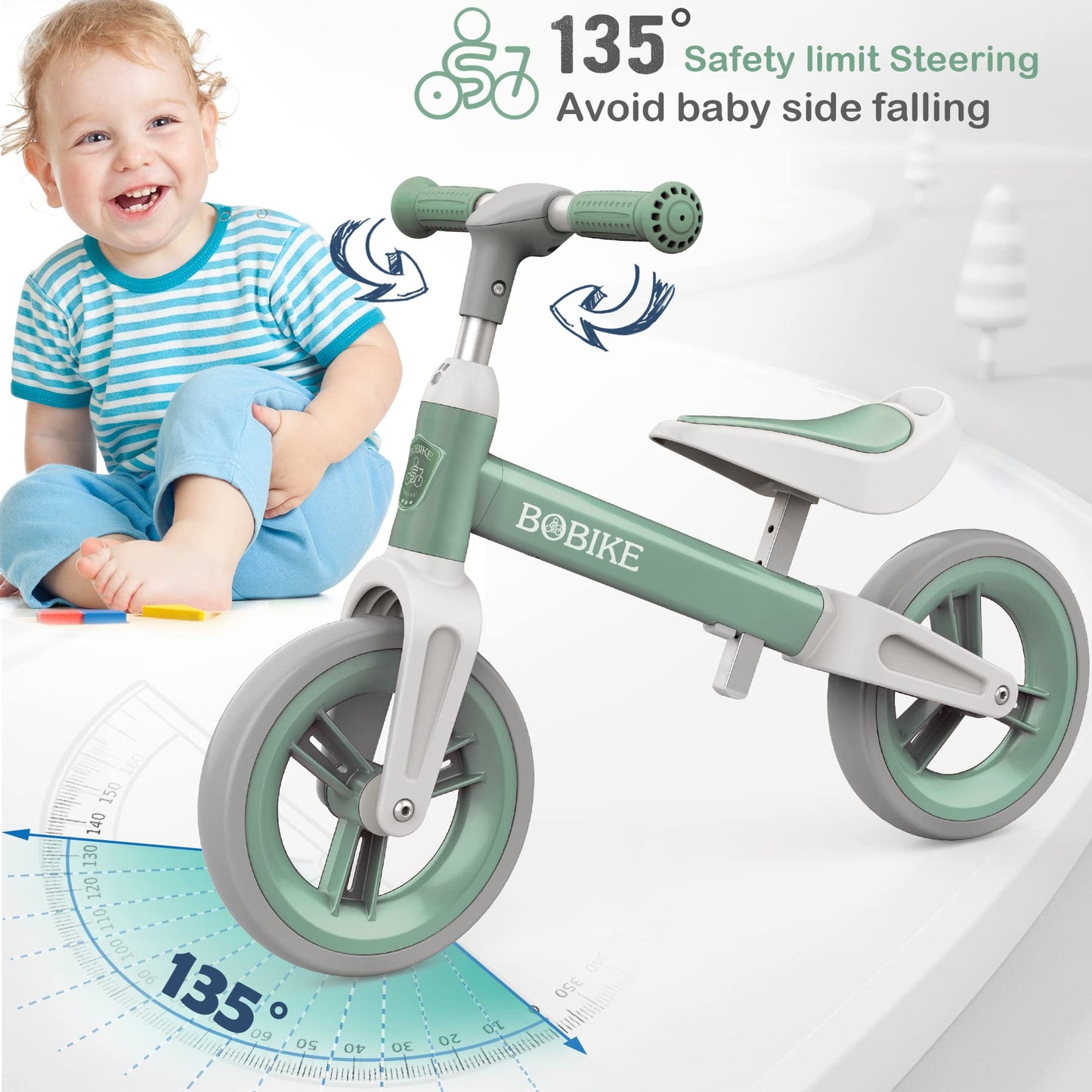MHCYLION Laufrad ab 1.5-4 Jahre bis zu 25 kg, Lenkrad und Sattel höhenverstellbar, Lenkradschloss, Ultraleicht Kinderlaufrad Balance Fahrrad für Jungen Mädchen - Meloni2