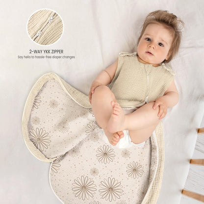 lulumoon Baby Sleeping Bag for 3-9 Months: Muslin Sleeping Bag Baby for Boys and Girls - Cotton Baby Sleeping Bag for 70 cm All-Year Children's Room