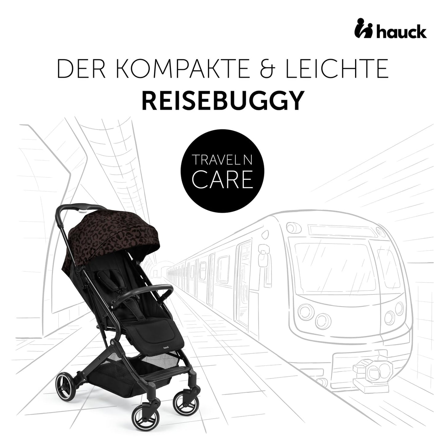 Hauck Travel N Care Dark Olive Stroller – Lightweight travel buggy for children from birth to 22 kg with reclining function, compact and UPF 50+