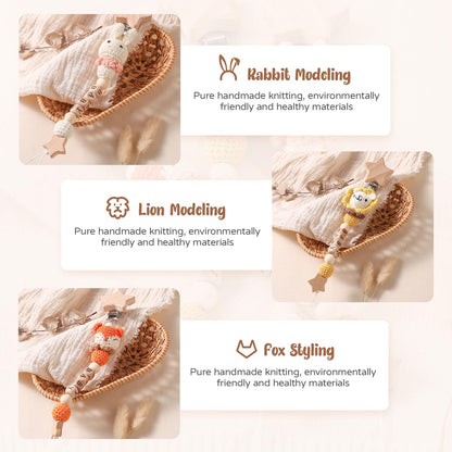 Mamimami Home Handgemachte Kaninchen Design Schnullerkette Stricken mit Häkchen,Schnullerband für Babys MäDchen und Junge