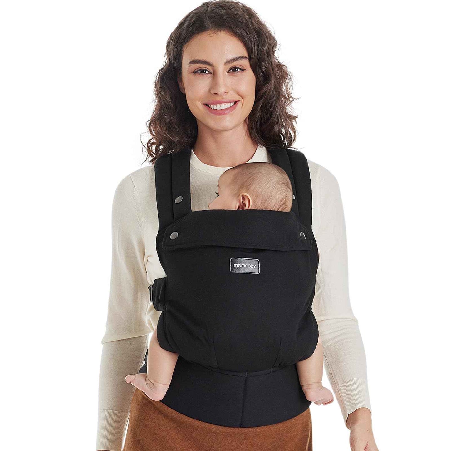 Momcozy Babytrage aus 100% Baumwolle – Baby Carrier für Kleinkind (3-24 Monate, 3,2-20 kg) · Ergonomische M-Position · X-Rücken · Taillengurt 64-127cm, Khaki