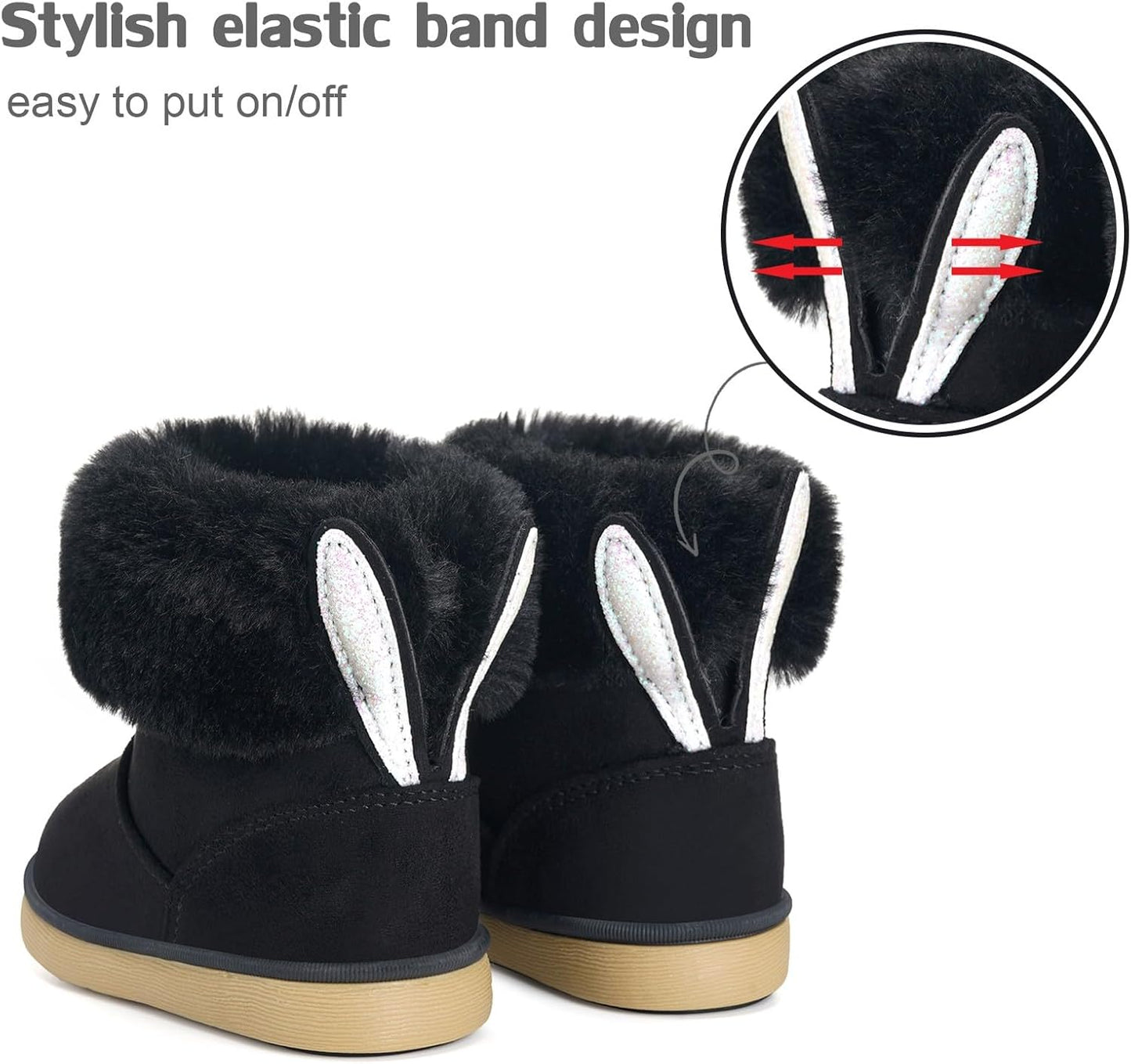 KVbabby Winter Boots Girls Warm Children's Winter Shoes Plush Lined Baby Ankle Boots Snow Boots Non-Slip Boots Toddler Shoes Slip On Boots