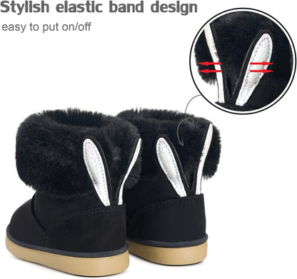 KVbabby Winter Boots Girls Warm Children's Winter Shoes Plush Lined Baby Ankle Boots Snow Boots Non-Slip Boots Toddler Shoes Slip On Boots