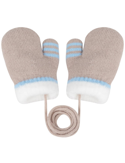 Becellen Fäustlinge Infant, Warme Verdicken Kleinkind Winterhandschuhe mit Schlüsselband Niedliche Anti Kratz Baby Strickhandschuhe für 0-3 Jahre Jungen Mädchen
