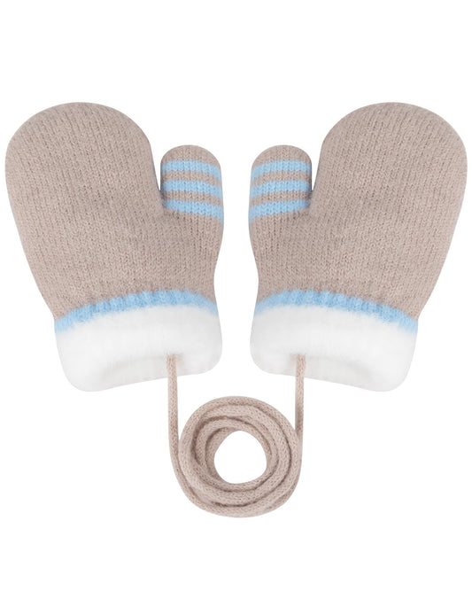 Becellen Fäustlinge Infant, Warme Verdicken Kleinkind Winterhandschuhe mit Schlüsselband Niedliche Anti Kratz Baby Strickhandschuhe für 0-3 Jahre Jungen Mädchen