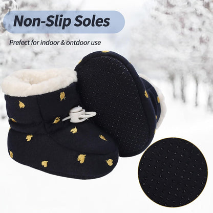 Baby Winter Shoes Warm Baby Shoes Winter Non-Slip Adjustable Newborn Snow Shoes First Walking Shoes Lined Thermal Fleece Crawling Shoes Slippers Winter Boots 0-18 Months 