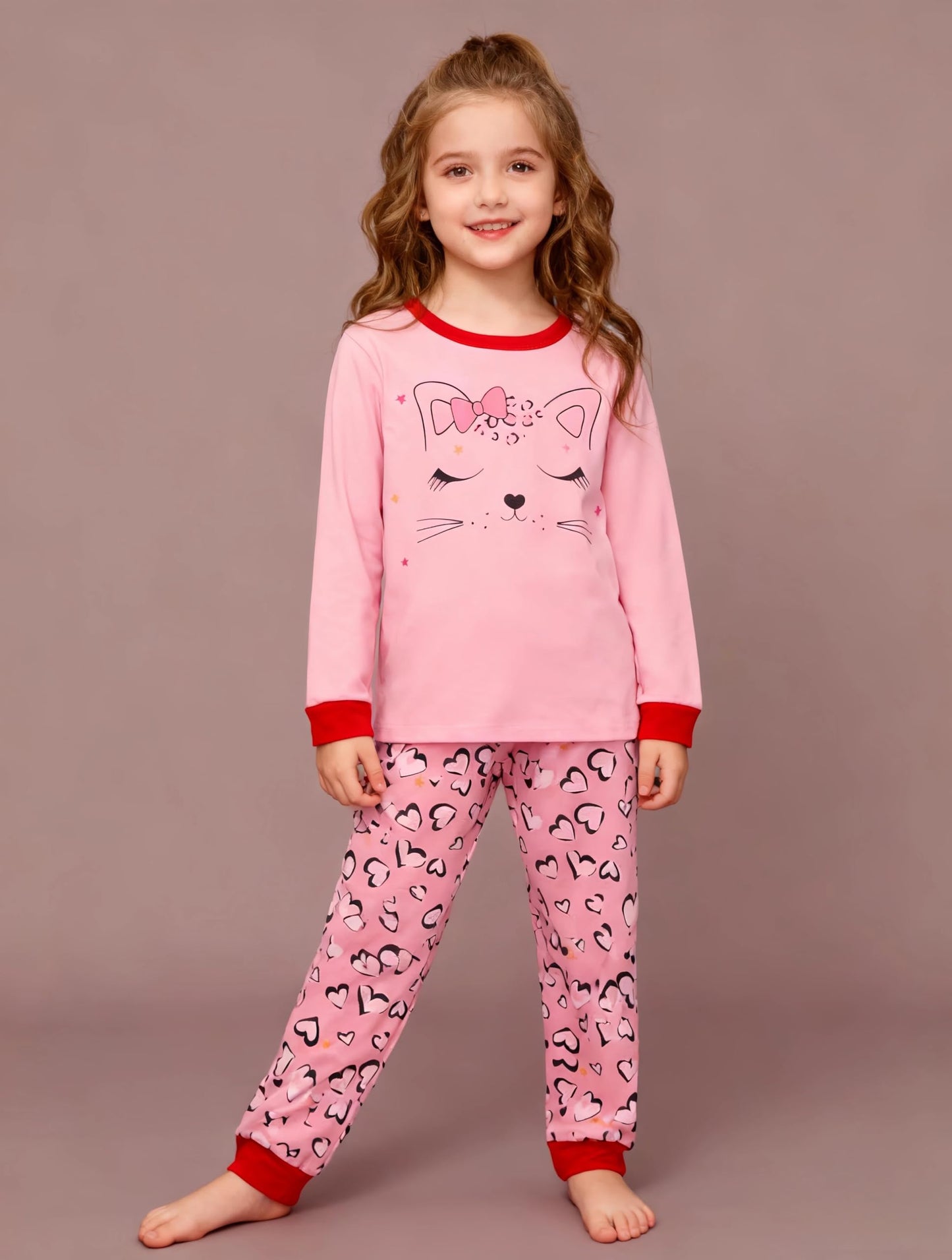 Mädchen Einhorn Kinder Pyjamas Baumwolle Langarm Winter Pyjamas Zwei Stück Größe 3-13 Jahre