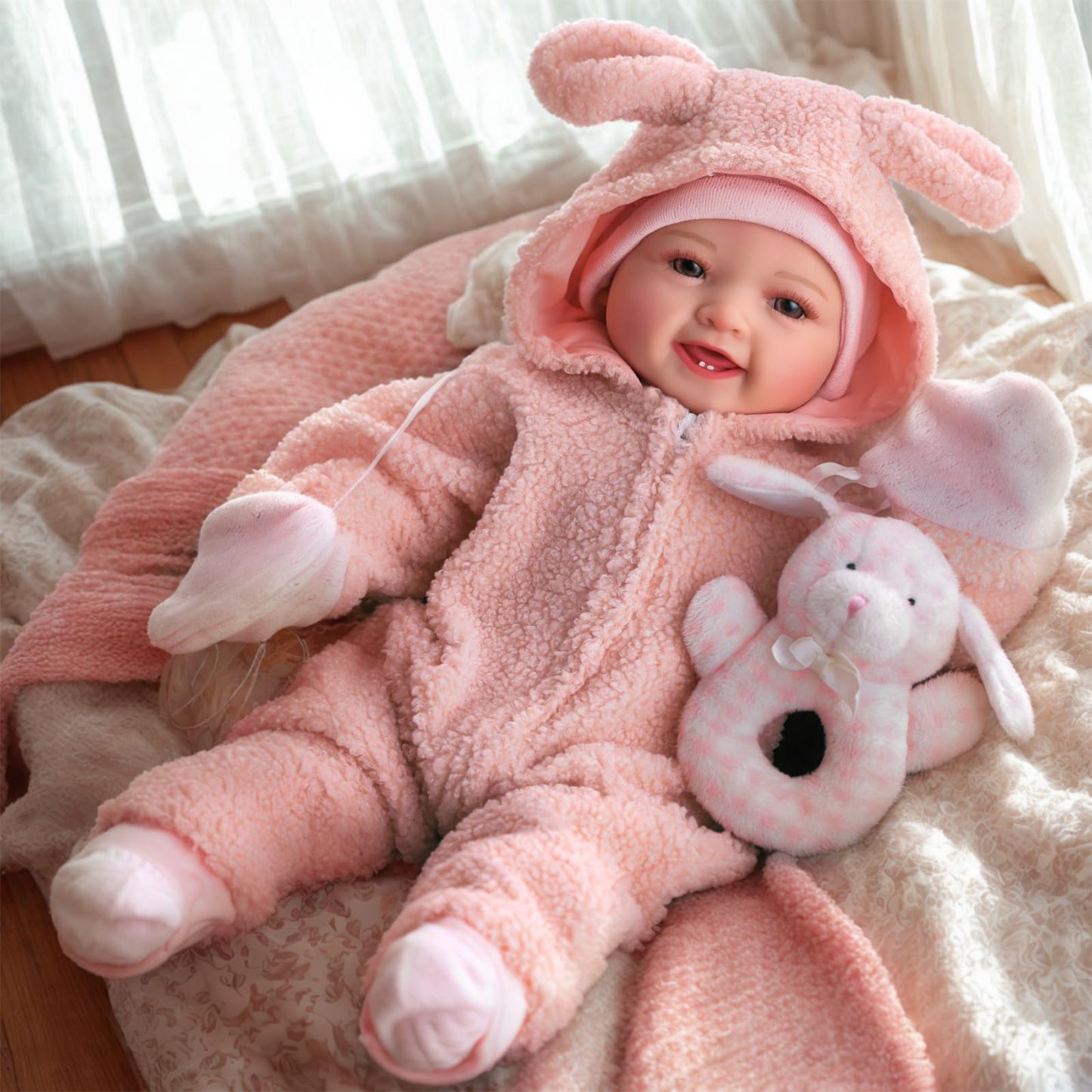 BABESIDE Baby Puppe - 43 cm / 17 Zoll Mädchen Babypuppen mit Stoffkörper - Babypuppe Mit Bezauberndem Outfit, Schnuller Und Babyflasche Als Geschenk FüR Kinder Ab 2 Jahren