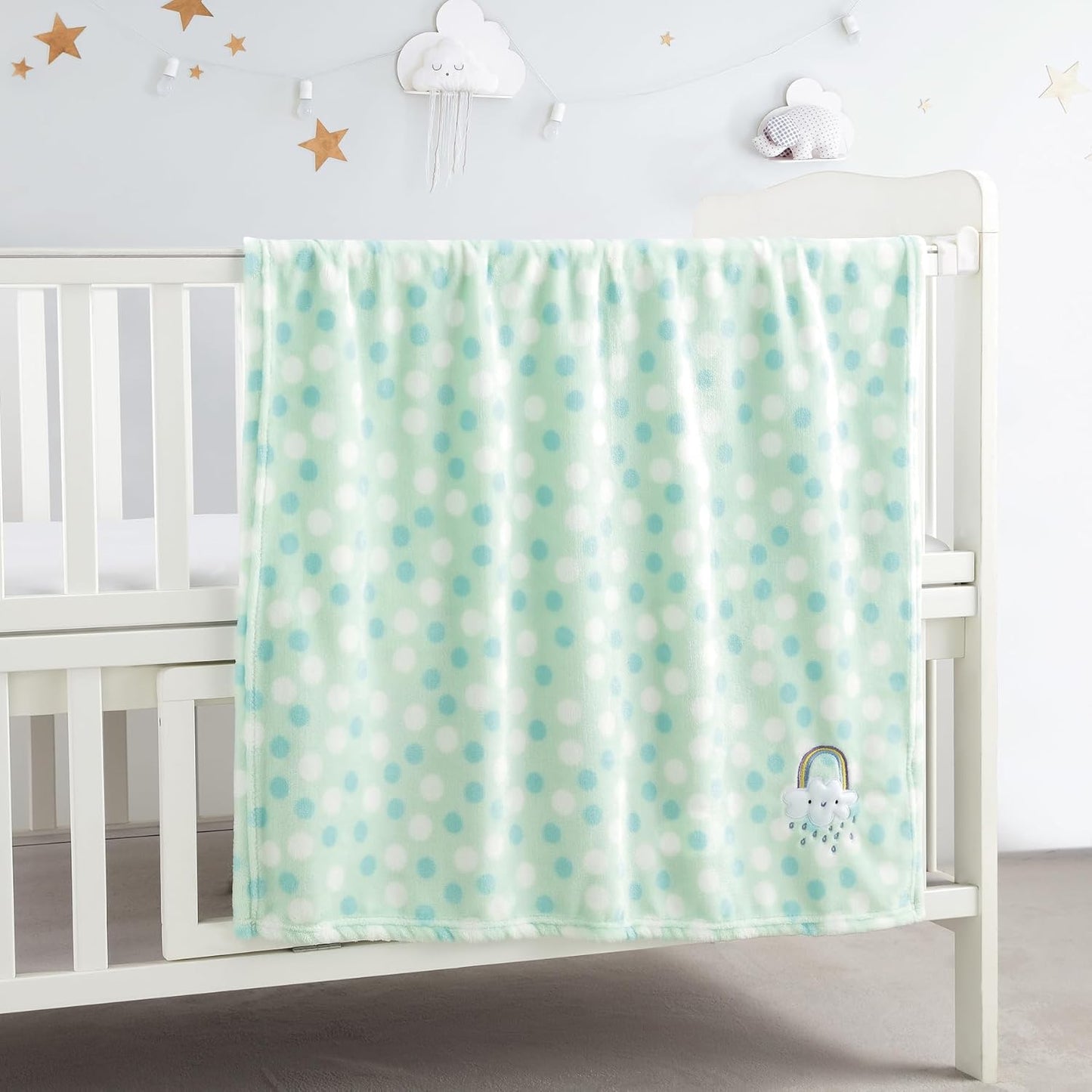 CREVENT Kleine Flauschige warme Baby-Überwurfdecke für Jungen, Kleinkinder, Kinderbett, Kinderwagen, 75 cm x 100 cm, graue Wolke