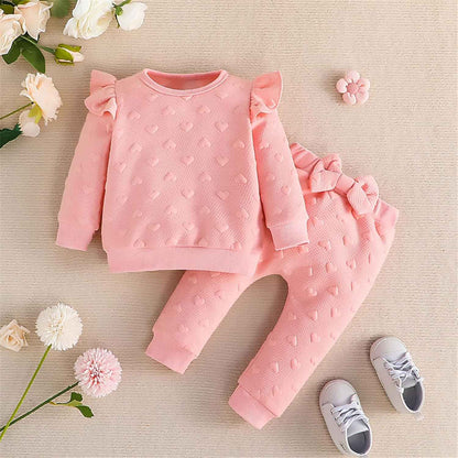 Toddler Baby Girl Outfits Long Sleeve Sweatshirt Top Trousers with Bow Tie Toddler Autumn Winter Clothing Set