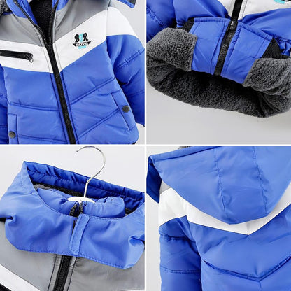 linboo Winter Jacket Boys Children's Parka Jacket Lined Winter Coat with Removable Hood Thick Quilted Jacket Baby Warm Outdoor Jacket