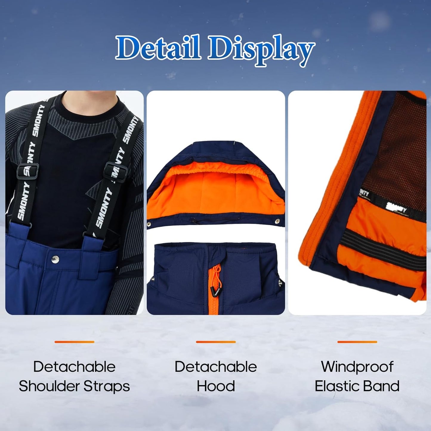 Kinder Schneeanzug für Jungen, Winter Skijacke und Hosen Set mit Kapuzenriemen, winddicht, wasserdicht, warmer Mantel