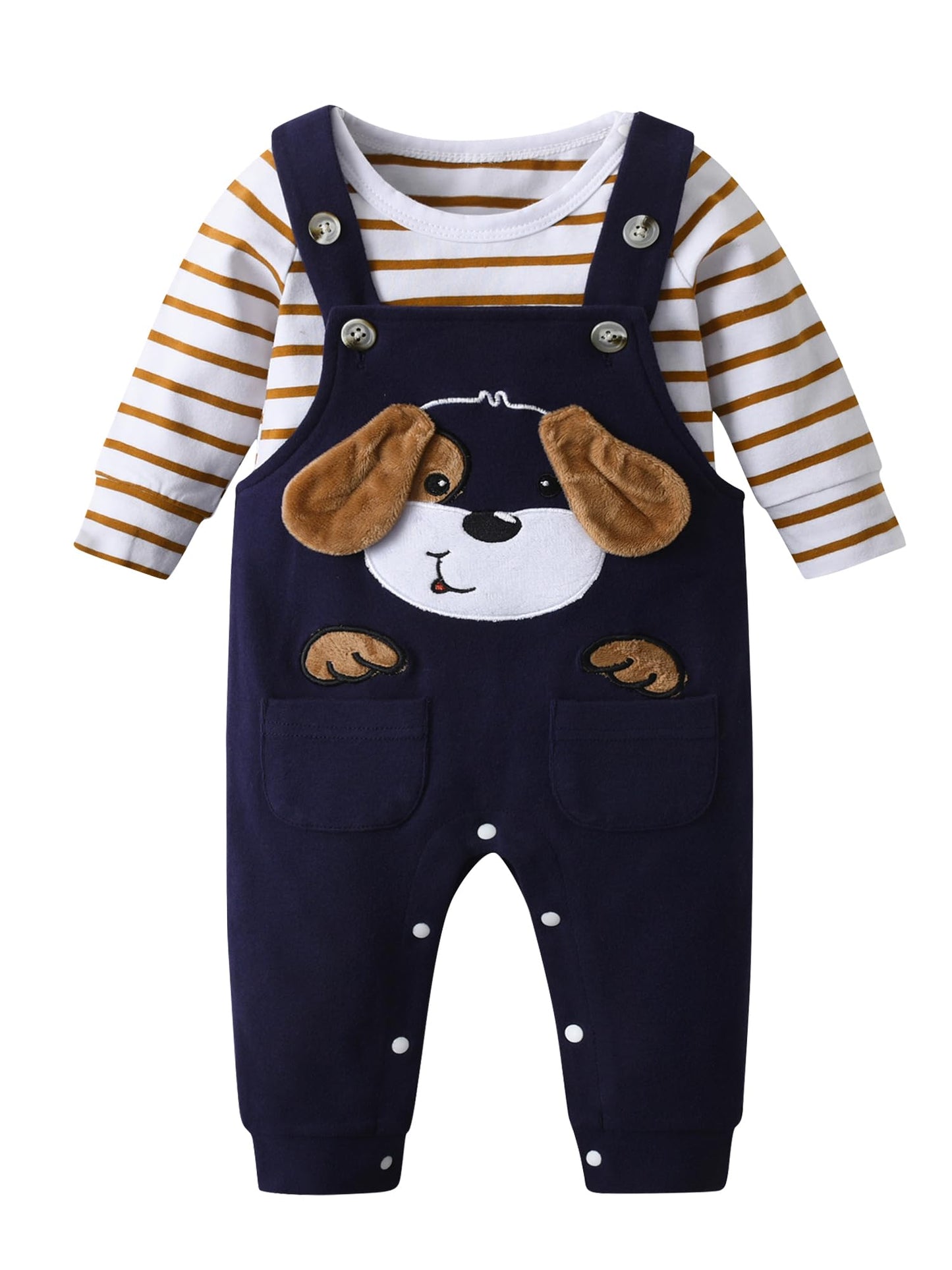 Derouetkia Baby Junge Kleidung Gestreifte Tops Tierdruck + Hosen Outfit Set