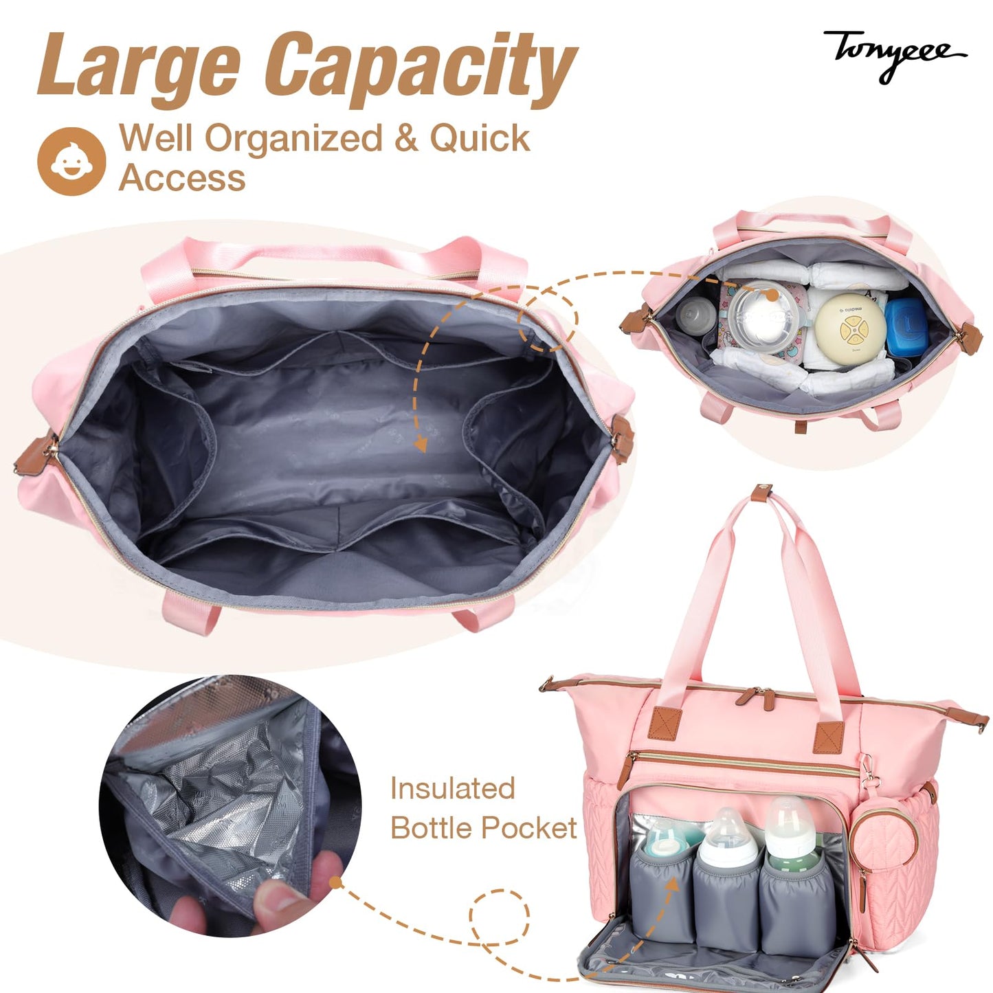 Wickeltasche mit Schnullertasche und Wickelunterlage, Wickelrucksack Multifunktions-Babytasche für Große Reisewindeltasche für Mama und Papa, isolierten Taschen-Dunkelblau