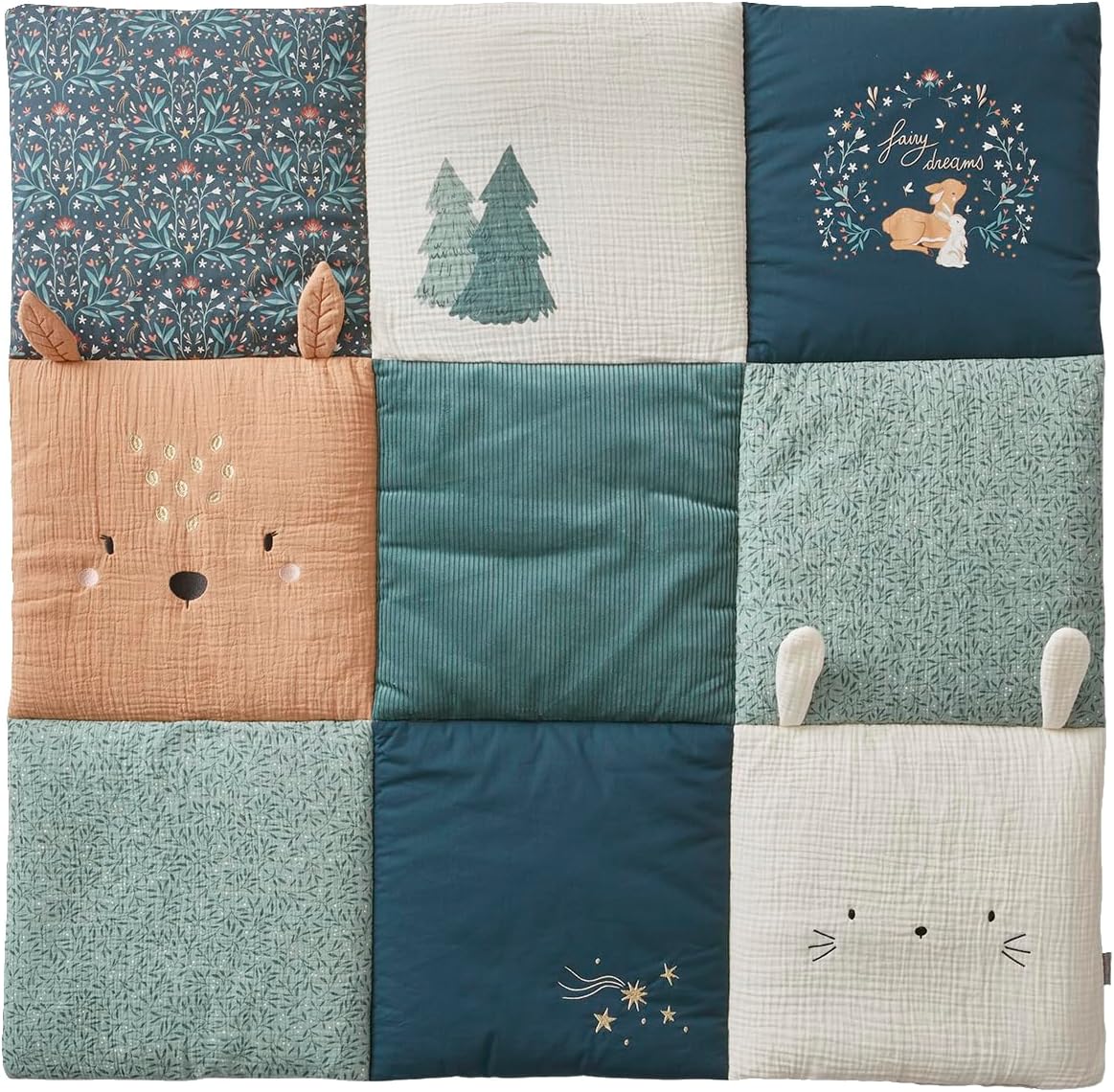 Vertbaudet Baby Play Mat/Playpen Mat Magic Forest Oeko-Tex Green Printed 100X100 