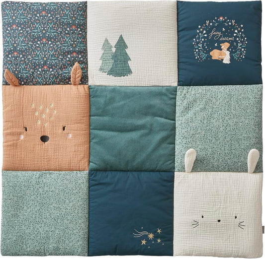 Vertbaudet Baby Play Mat/Playpen Mat Magic Forest Oeko-Tex Green Printed 100X100 