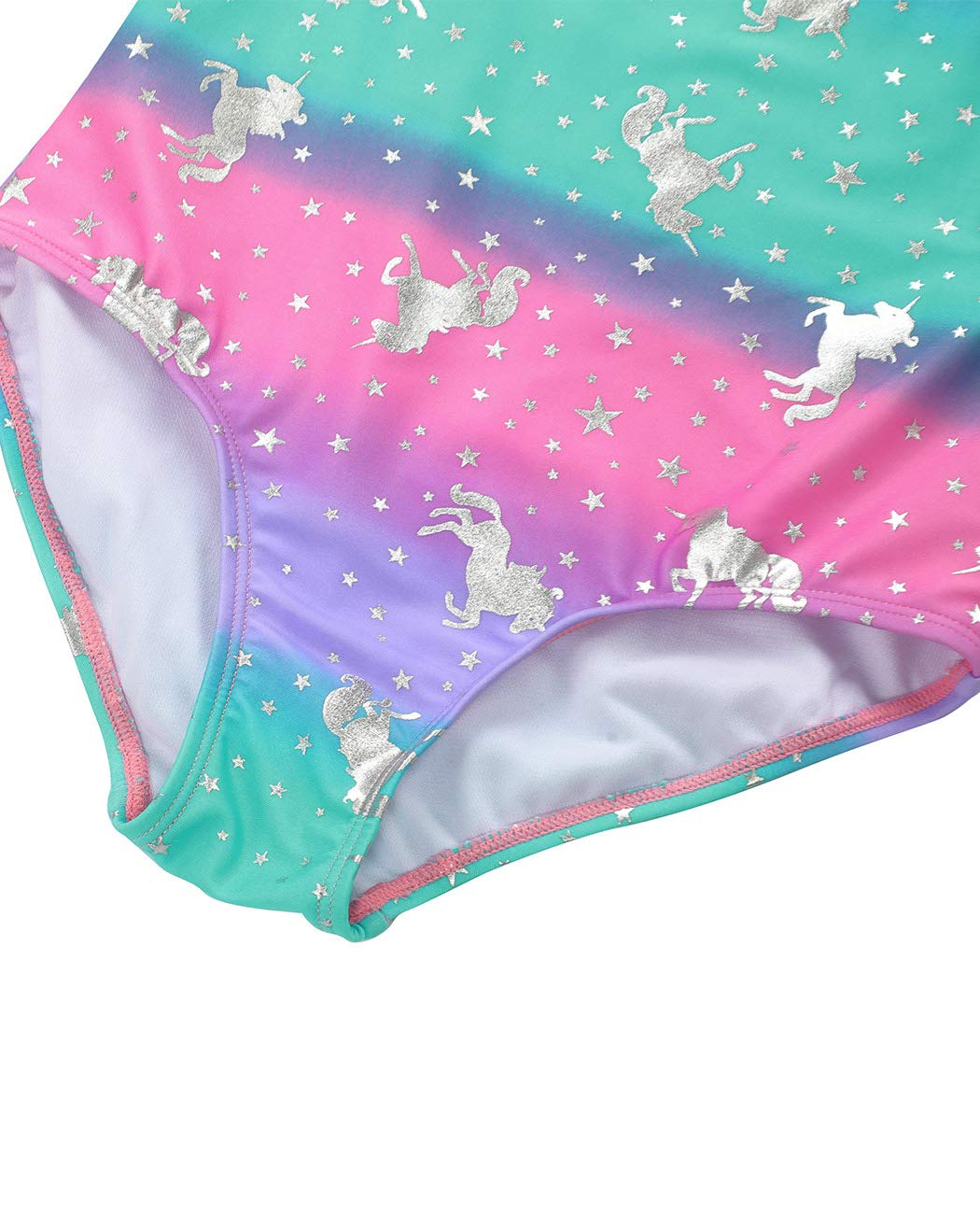iDrawl One Piece Swimwear, Girls' Swimming Costume, Unicorn Theme, Multicoloured Summer Beachwear, UPF 50+, 3-13 Years