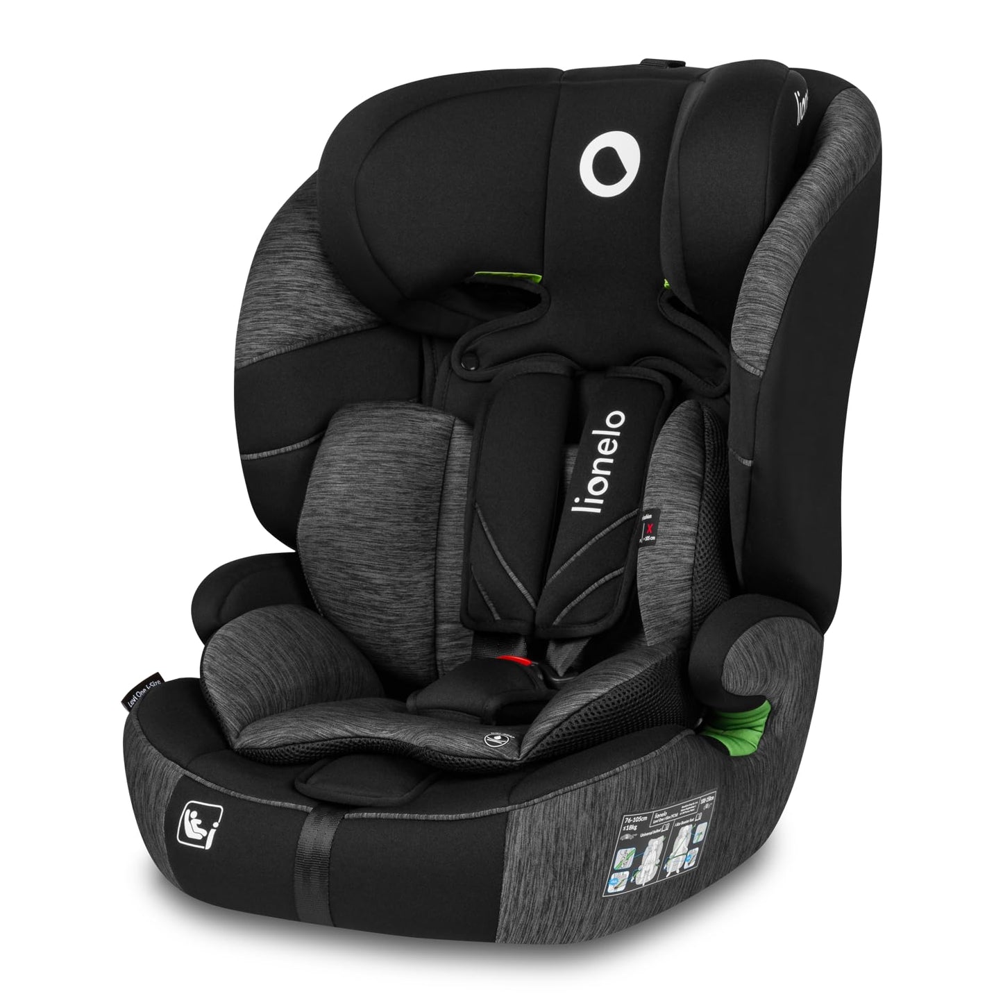 LIONELO LEVI I-SIZE 76-150 cm Kinderautositz, Gruppe 1 2 3, Seitenschutz, 10 Grad Kopfstützenverstellung Bequeme Armlehnen Verstellbare Rückenlehne, R129 i-Size