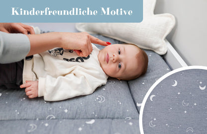 Wickelauflage Wickelunterlage aus Baumwolle 75x72 cm - Weich und waschbar Wickelunterlage für Babys Wickelmatte aus Stoff für Wickeltisch Wickelkommode oder Waschmaschine 75 x 72 Wilde Rose