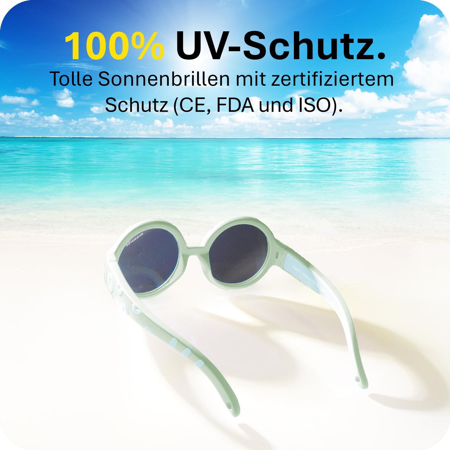 Mausito Sonnenbrille Kinder 6-24 Monate & 2-5 Jahre | VERGLEICHSSIEGER Kindersonnenbrille 100% UV-Schutz | BIEGSAM | Schadstofffreie Kindersonnenbrillen mit Band | Europäisches Design für Kinder