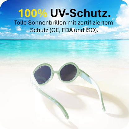 Mausito Sonnenbrille Kinder 6-24 Monate & 2-5 Jahre | VERGLEICHSSIEGER Kindersonnenbrille 100% UV-Schutz | BIEGSAM | Schadstofffreie Kindersonnenbrillen mit Band | Europäisches Design für Kinder