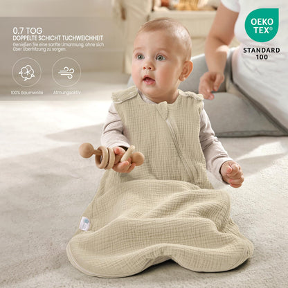 lulumoon Baby Sleeping Bag for 3-9 Months: Muslin Sleeping Bag Baby for Boys and Girls - Cotton Baby Sleeping Bag for 70 cm All-Year Children's Room