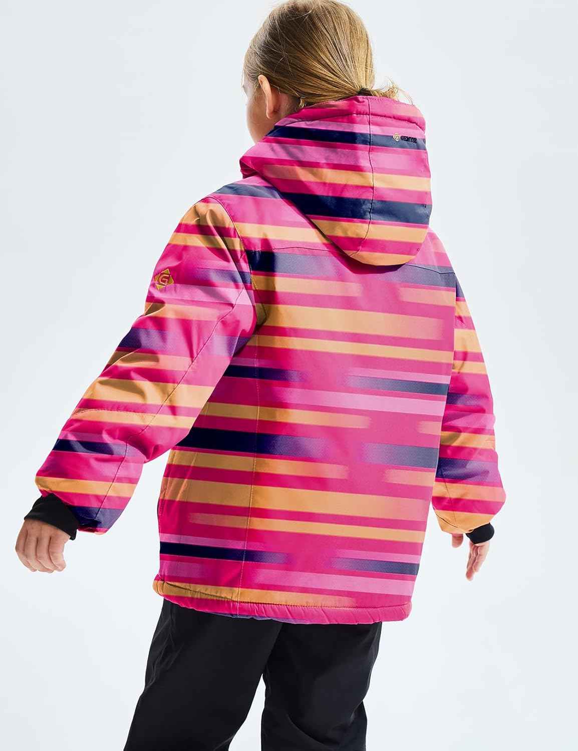Gemyse Boys' Waterproof Ski Jacket, Windproof Fleece Jacket, Outdoor Winter Jacket, Rain Jacket with Hood